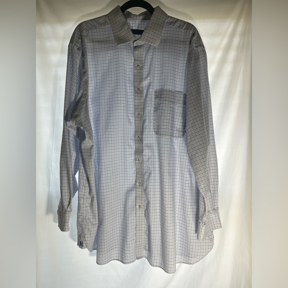 Rochester White and Blue Stripes Size 19 36/37T Button Down Suit Shirt - Picture 6 of 12